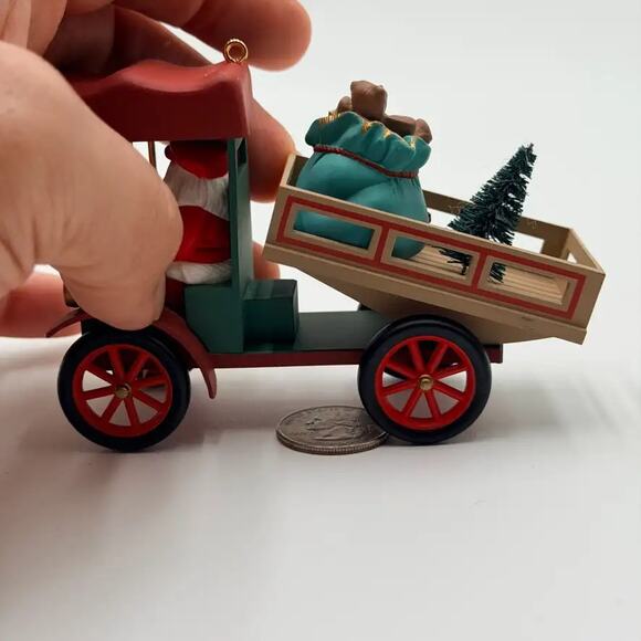 Hallmark Christmas Ornaments Lot 2 Santa Truck 1993 Train Engine 1999 Vintage - Picture 9 of 11